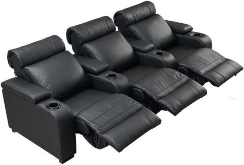 Fauteuil Cinema 3 places LumeO 0823 Cuir noir
